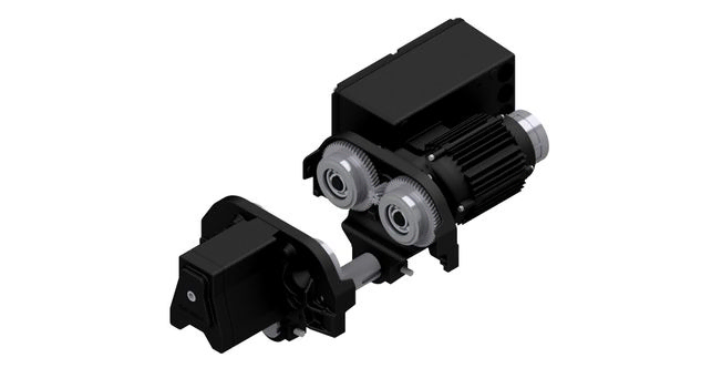 Driven löpvagn I-balk
