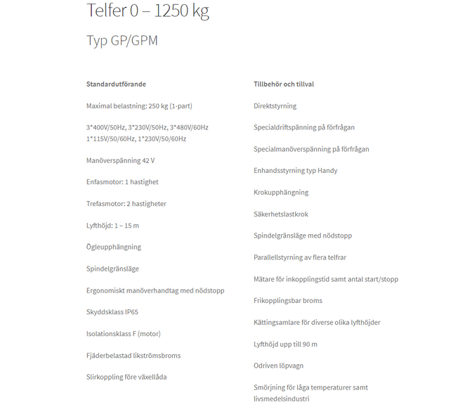 Kättingtelfer typ GP