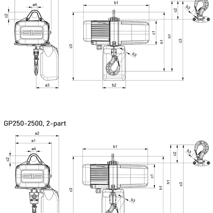 Kättingtelfer typ GP: Telfer 125 – 6300 kg